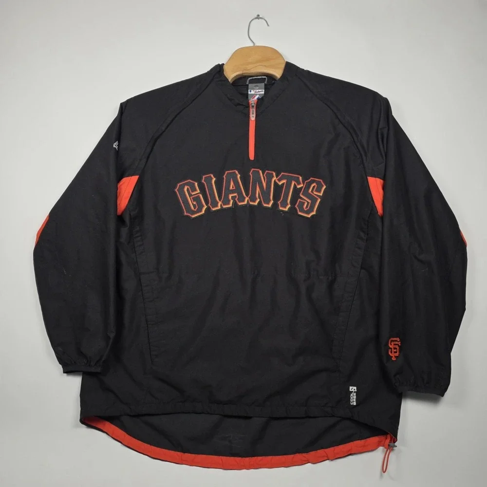 San Francisco Giants Majestic Authentic Jacket Men XL Convertible Sleeve 1/4 Zip